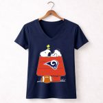 Snoopy And Woodstock Los Angeles Rams Doghouse Nfl Football 5 Womens V Neck