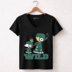 Snoopy And Woodstock Minnesota Wild Hockey Fans 7 Womens V Neck.jpg