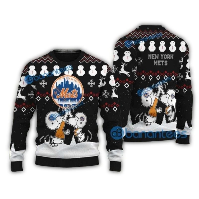 Snoopy And Woodstock New York Mets Dance Ugly Sweater 1.Jpg