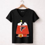 Snoopy And Woodstock On Atlanta Falcons Doghouse With Football 7 Womens V Neck