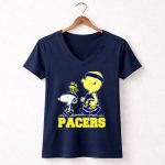 Snoopy And Woodstock Pacers Basketball Fans 5 Womens V Neck