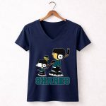 Snoopy And Woodstock San Jose Sharks Hockey Fans 5 Womens V Neck.jpg
