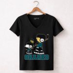 Snoopy And Woodstock San Jose Sharks Hockey Fans 7 Womens V Neck.jpg
