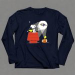 Snoopy And Woodstock With Baltimore Ravens Football And Logo Moon 6 Long Sleeves