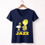 Snoopy And Woodstock With Basketball For Utah Jazz Fans 5 Womens V Neck