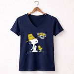 Snoopy And Woodstock With Jacksonville Jaguars Pilgrim Hats 5 Womens V Neck