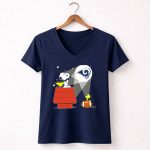 Snoopy And Woodstock With Los Angeles Rams Football Beam 5 Womens V Neck