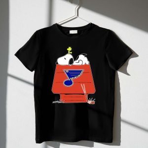 Snoopy And Woodstock With St Louis Blues Logo On Doghouse 1 T Shirt.jpg