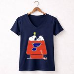 Snoopy And Woodstock With St Louis Blues Logo On Doghouse 5 Womens V Neck.jpg