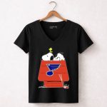 Snoopy And Woodstock With St Louis Blues Logo On Doghouse 7 Womens V Neck.jpg
