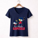 Snoopy And Woodstock With Washington Capitals Hockey Fan Gear 5 Womens V Neck.jpg