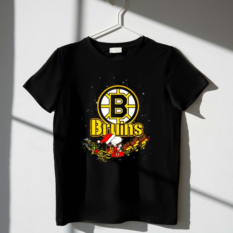 Snoopy And Woodstocks Santa Christmas Boston Bruins 1 T Shirt