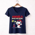Snoopy Angels Make Me Drink Los Angeles Baseball Fans 5 Womens V Neck.jpg