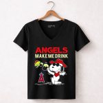 Snoopy Angels Make Me Drink Los Angeles Baseball Fans 7 Womens V Neck.jpg