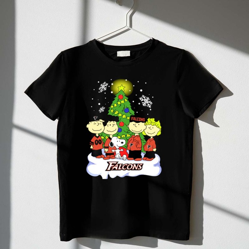 Snoopy Atlanta Falcons Christmas Peanuts Characters Snowflakes Tree 1 T Shirt