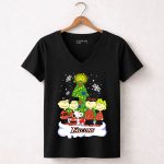 Snoopy Atlanta Falcons Christmas Peanuts Characters Snowflakes Tree 7 Womens V Neck