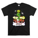 Snoopy Atlanta Falcons Christmas Peanuts Characters Snowflakes Tree T Shirt 6