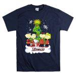 Snoopy Atlanta Falcons Christmas Peanuts Characters Snowflakes Tree T Shirt 7