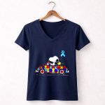 Snoopy Autism Awareness Car 5 Womens V Neck