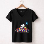 Snoopy Autism Awareness Car 5 Womens V Neck1