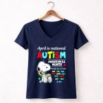 Snoopy Autism Awareness Month 5 Womens V Neck