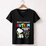 Snoopy Autism Awareness Month 5 Womens V Neck1