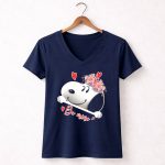 Snoopy Be Mine Hearts and Flowers 5 Womens V Neck