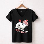 Snoopy Be Mine Hearts and Flowers 7 Womens V Neck