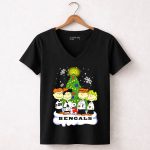 Snoopy Bengals Christmas Tree Peanuts Characters 7 Womens V Neck