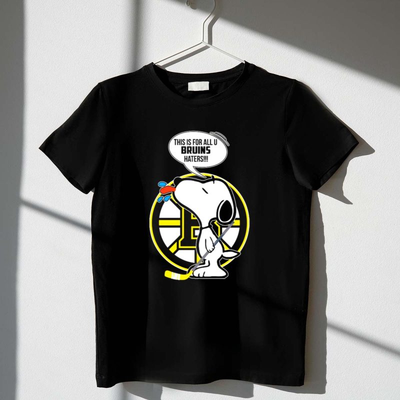 Snoopy Boston Bruins Haters Message With Hockey Stick 1 T Shirt