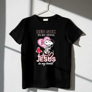 Snoopy Boston Red Sox In My Veins Jesus In My Heart Shirt