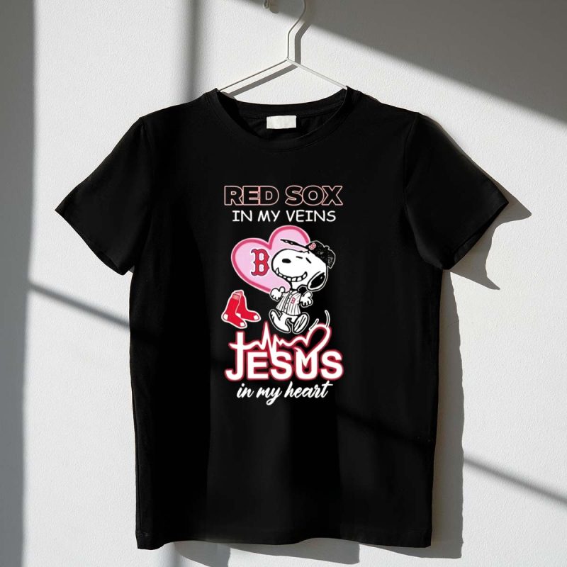 Snoopy Boston Red Sox In My Veins Jesus In My Heart 1 T Shirt