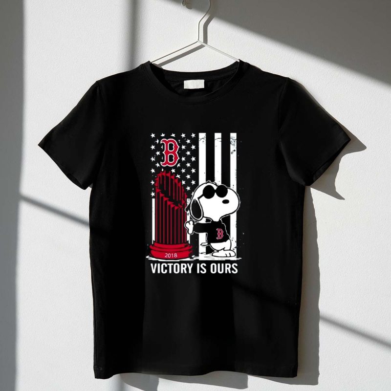 Snoopy Boston Red Sox Victory Is Ours 2018 With Flag American 1 T Shirt
