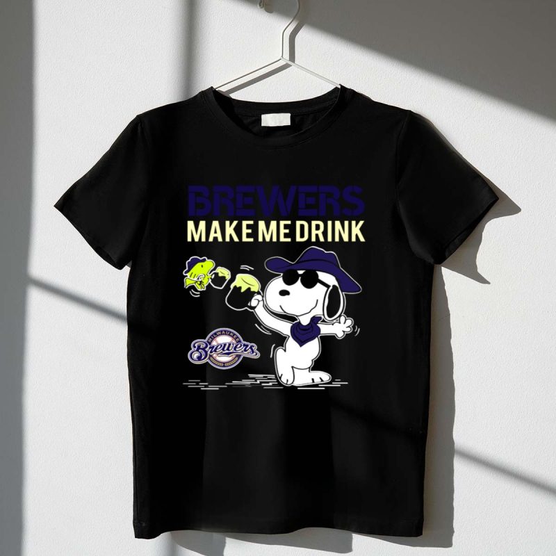 Snoopy Brewers Make Me Drink Milwaukee Brewers Fans Peanuts Comic 1 T Shirt.jpg