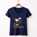 Snoopy Buffalo Sabres Hockey Player with Puck 5 Womens V Neck.jpg
