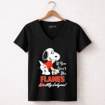 Snoopy Calgary Flames If You Dont Like Flames Kiss My Endzone 7 Womens V Neck.jpg