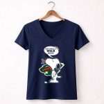 Snoopy Cartoon with Minnesota Wild Hockey Fans Message for All U Wild Haters 5 Womens V Neck.jpg