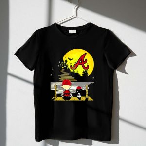 Snoopy Charlie Brown Atlanta Braves Halloween Under Moon Shirt