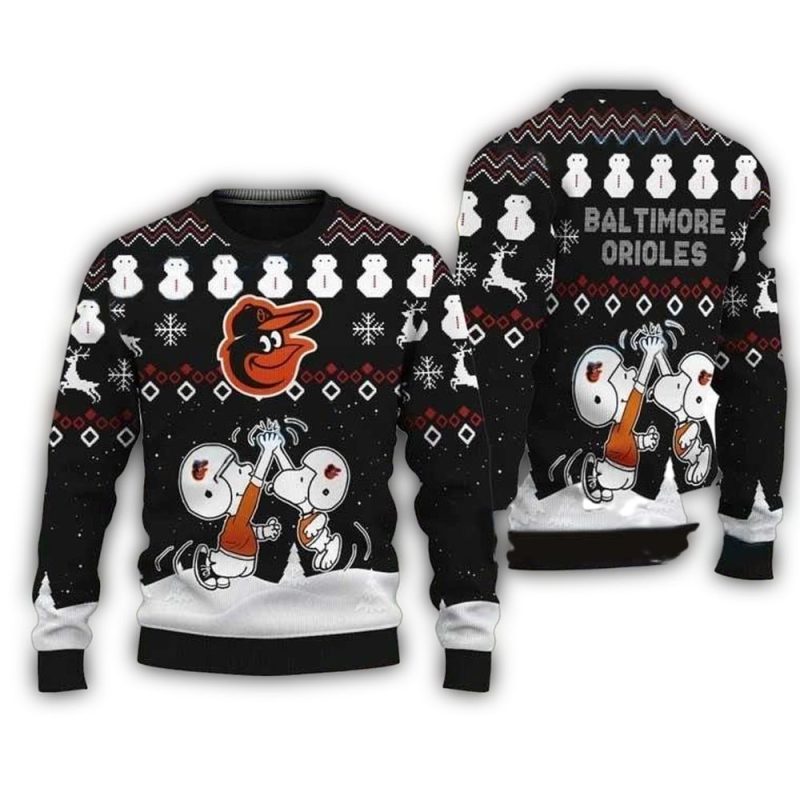 Snoopy Charlie Brown Baltimore Orioles Christmas Ugly Sweater 1.Jpg
