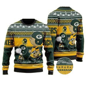 Snoopy Charlie Brown Green Bay Packers Lover Ugly Sweater 1.jpg
