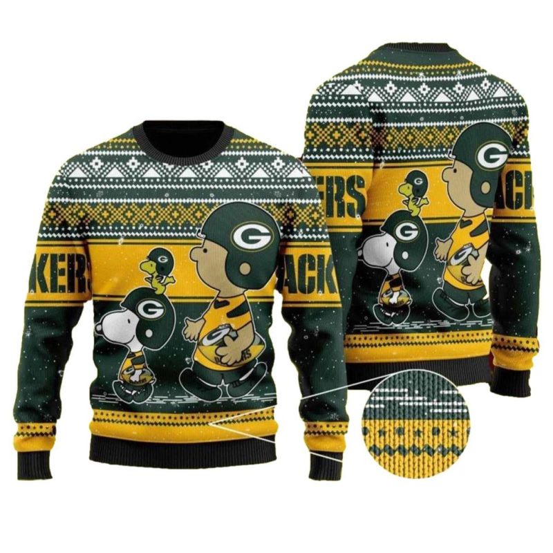 Snoopy Charlie Brown Green Bay Packers Lover Ugly Sweater 1.Jpg