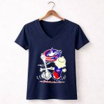 Snoopy Charlie Brown Happy Columbus Blue Jackets Dance 5 Womens V Neck.jpg