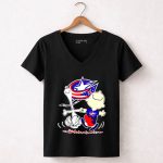 Snoopy Charlie Brown Happy Columbus Blue Jackets Dance 7 Womens V Neck.jpg
