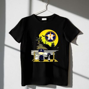 Snoopy Charlie Brown Houston Astros Halloween Moon Scene Shirt