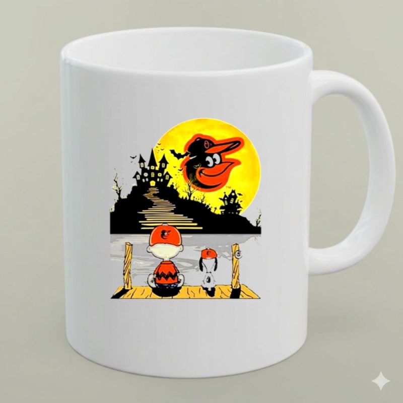 Snoopy Charlie Brown Sit Under Moon Baltimore Orioles Halloween 1 Mug.jpg