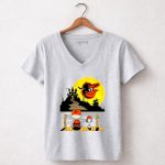 Snoopy Charlie Brown Sit Under Moon Baltimore Orioles Halloween 7 Womens V Neck