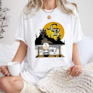 Snoopy Charlie Brown Sit Under Moon Colorado Rockies Halloween 1 T Shirt.jpg