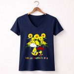 Snoopy Charlie Brown Sunflower Happy Mothers Day 5 Womens V Neck