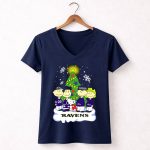 Snoopy Christmas Baltimore Ravens Charlie Brown Characters 5 Womens V Neck