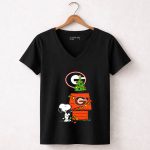 Snoopy Christmas Georgia Bulldogs Football Tree And Doghouse 7 Womens V Neck.jpg